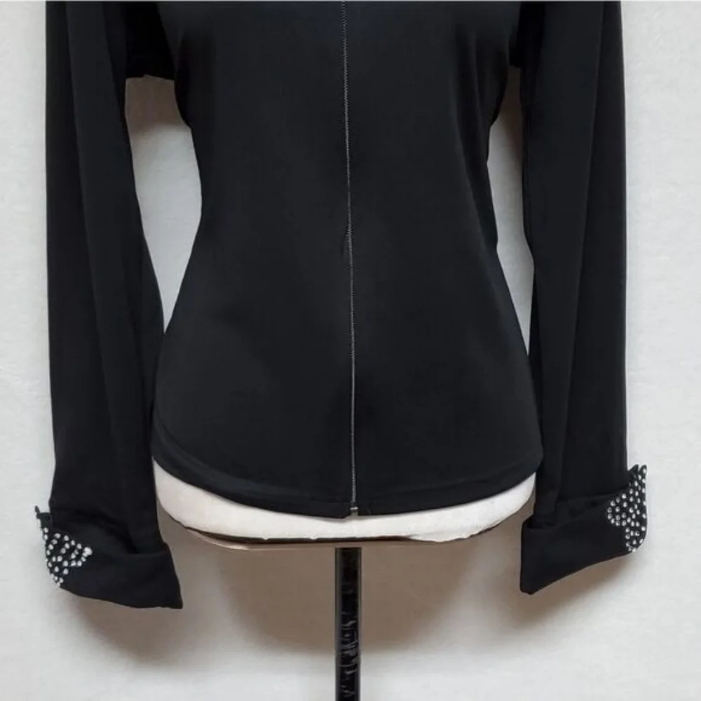 Rare Vintage 1990s Valencia Black Heart Embellished Full-zip Lightweight Jacket
